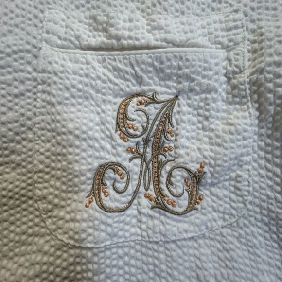 Jan de Luz Carmel Womens Textured Button Down Tunic Shirt Dress Medium White - Picture 5 of 8